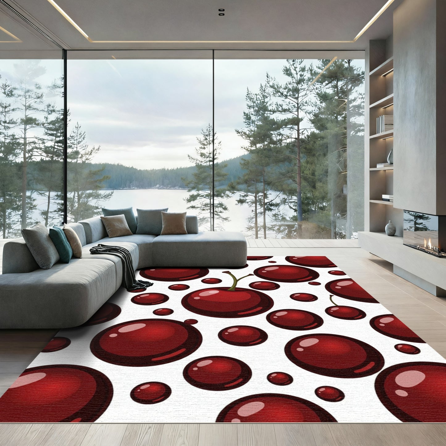 Red Cherry Polka Dot Rug