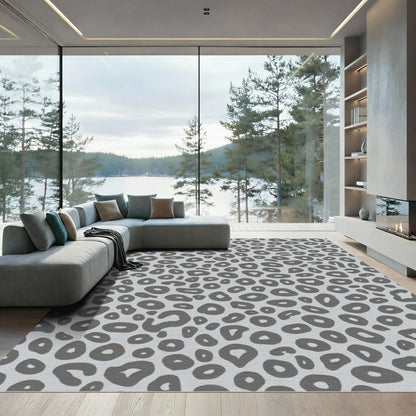 Gray Spotted Animal Print Rug