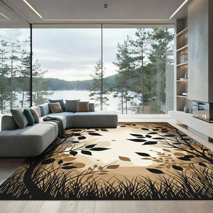 Earthy Shadowy Woodland Silhouette Rug