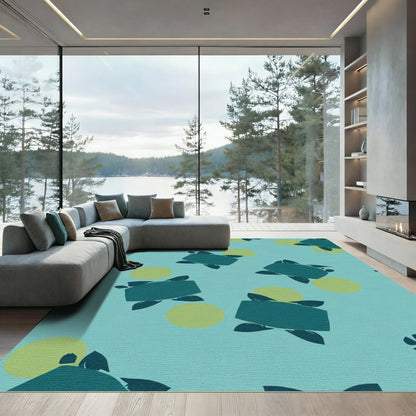Teal Turtle Yellow Circle Sea Rug