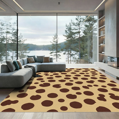 Brown Tan Spotted Organic Shapes Rug