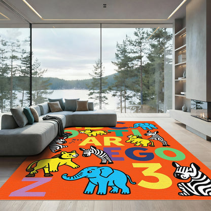 Whimsical Animals Alphabet Kids Rug