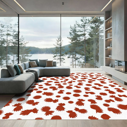 Terracotta Burst Scattered Organic Shapes Rug