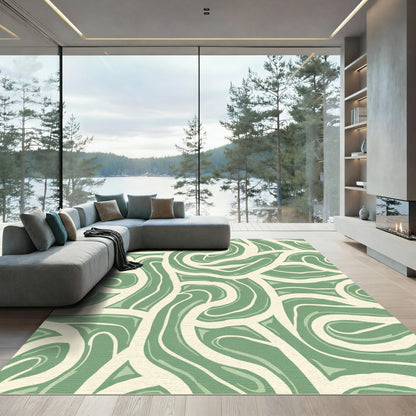 Sage Green Abstract Swirls Rug