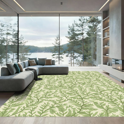 Verdant Green Fern Frond Garland Rug