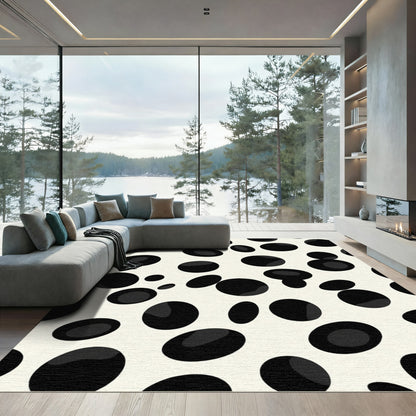 Black Spotted Irregular Circles Rug