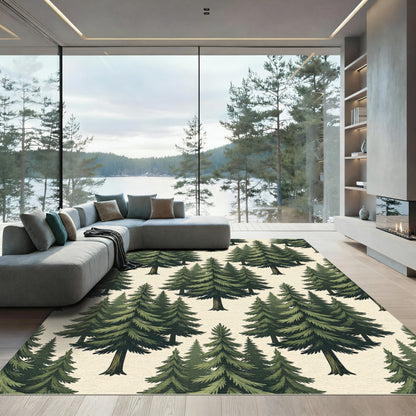 Evergreen Forest Pine Tree Wallpaper Rug