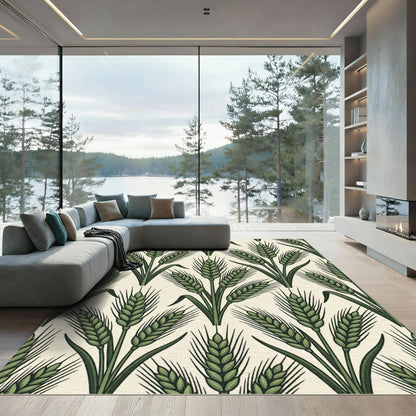 Green Wheat Field Repeating Composition Rug