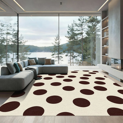 Cream Brown Polka Dot Circles Rug