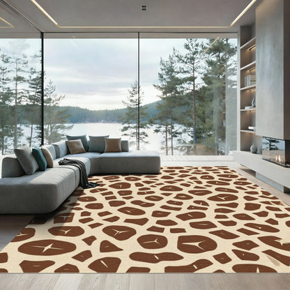 Brown Giraffe Print Organic Shape Rug
