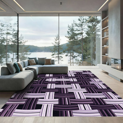 Plum and Lavender Woven Grid Rug