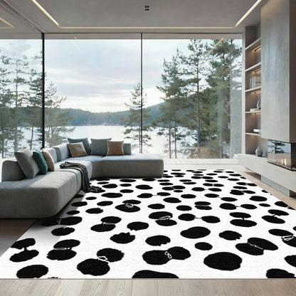 Black White Spotted Blob Rug