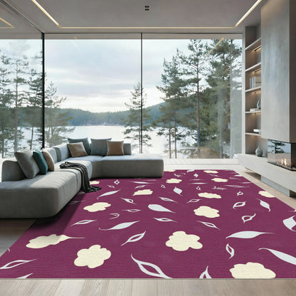 Cream Clouds Plum Background Rug