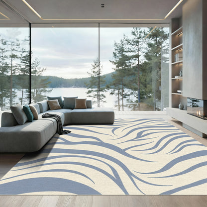 Pale Blue Swirling Abstract Zebra Rug