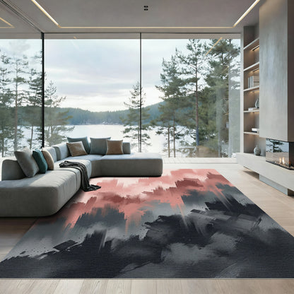 Blush Gray Abstract Vertical Brushstrokes Rug