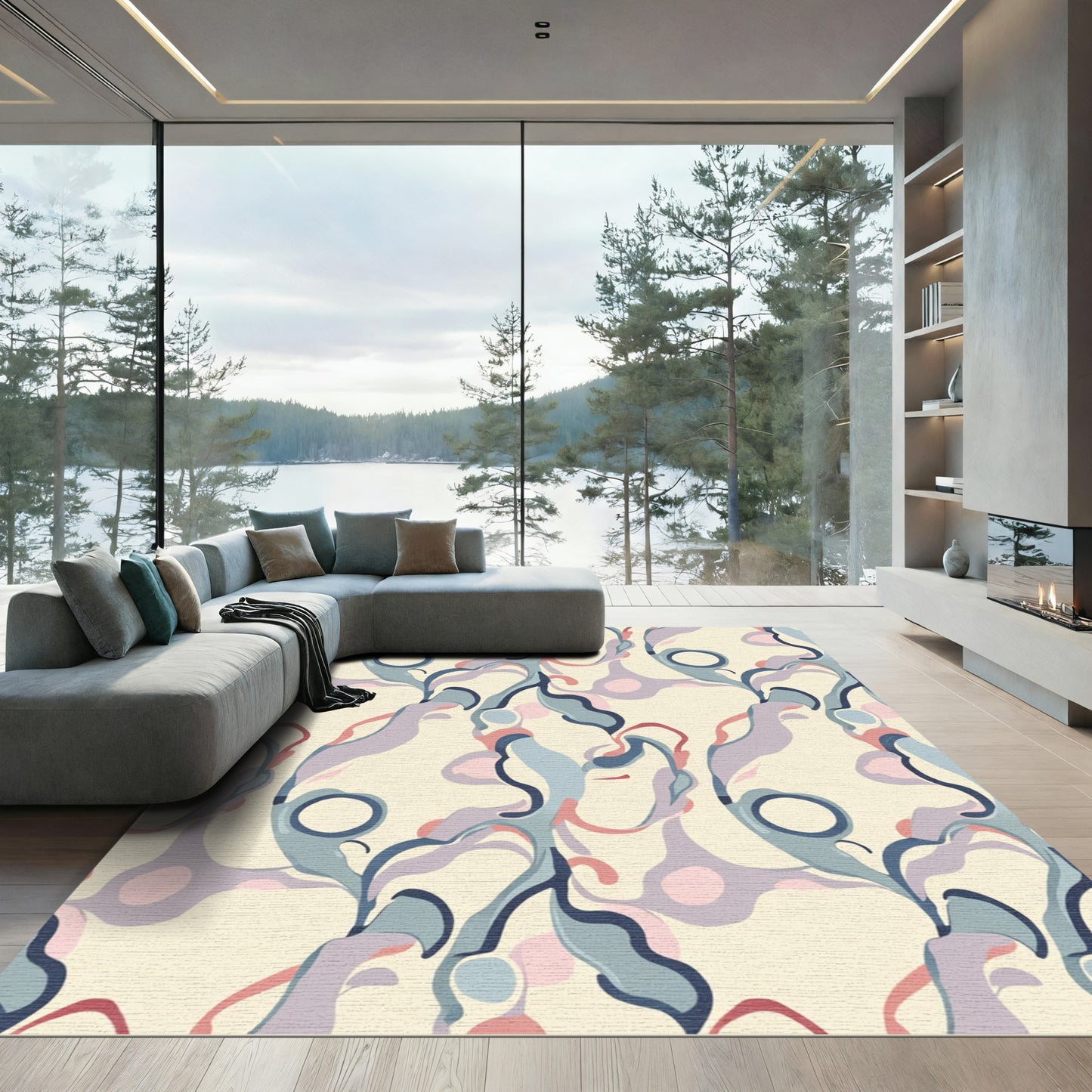 Pastel Abstract Swirl Organic Rug