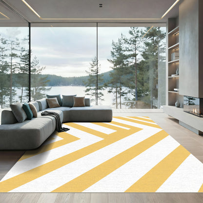 Golden Yellow Diagonal Stripe Chevron Rug