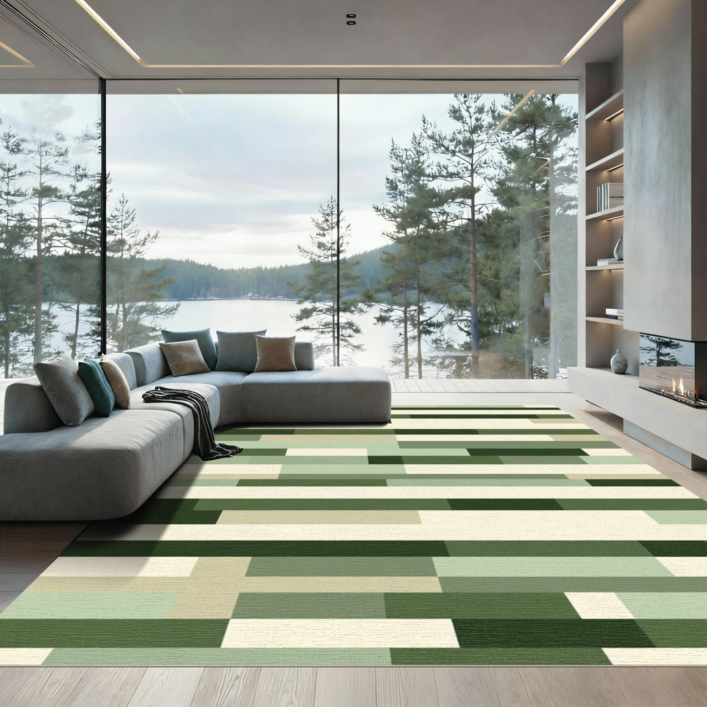 Subtle Earthy Horizontal Block Rug