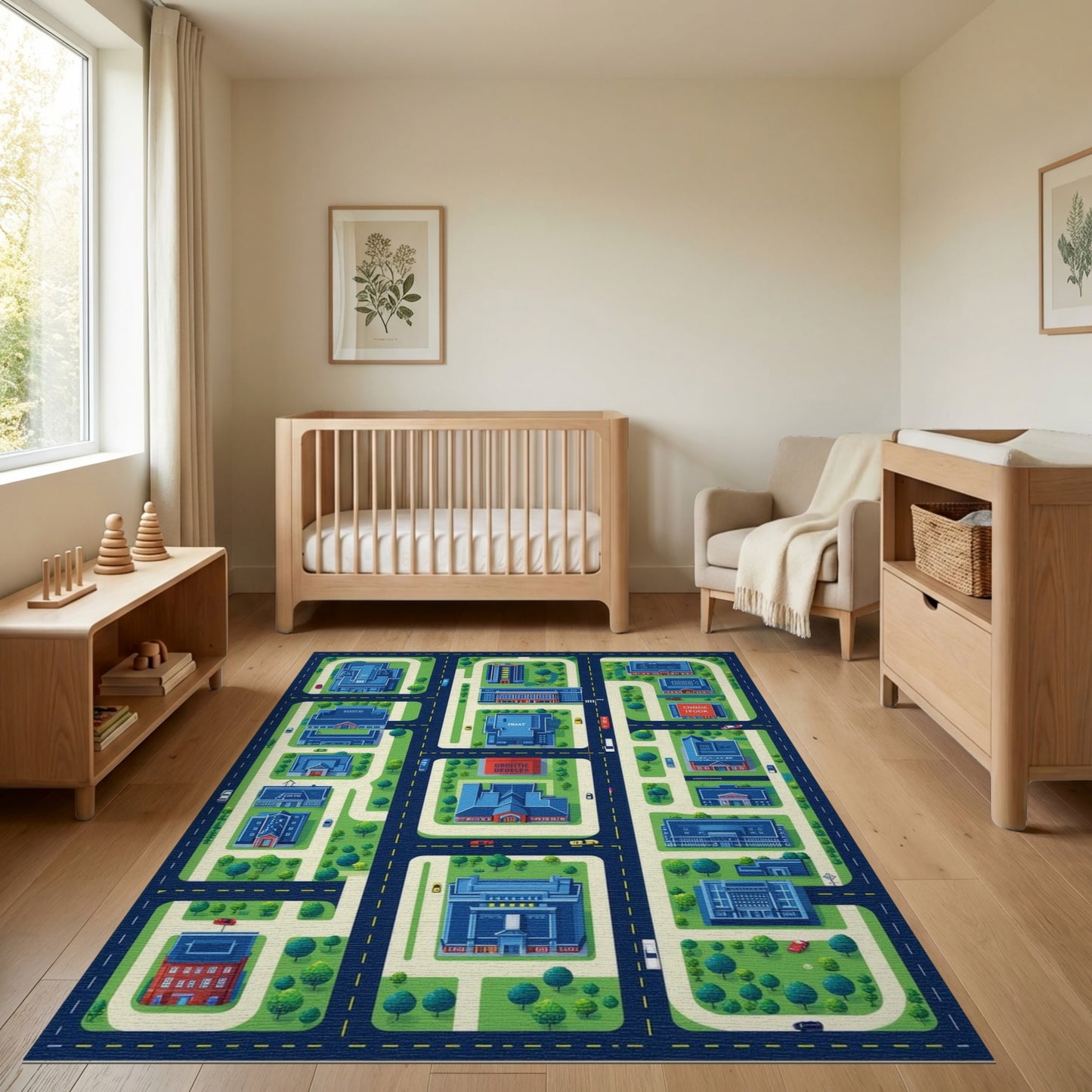 Whimsical City Streets Map Rug