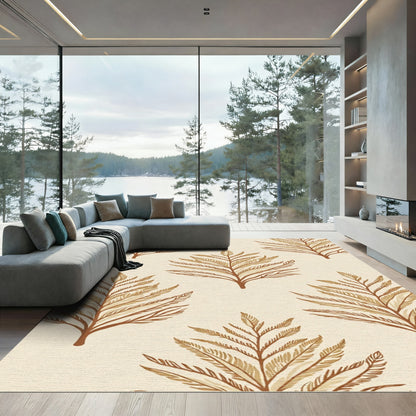 Earthy Fern Branch Repeating Composition Rug