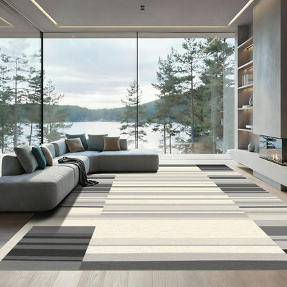 Neutral Tonal Linear Composition Rug