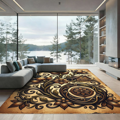 Vintage Floral Vine Cabin Accent Rug