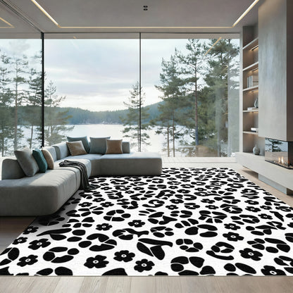 Monochrome Wild Bloom Spots Rug