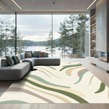 Earthy Tones Flowing Abstract Swirls Rug