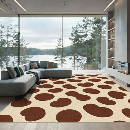 Brown Tan Spotted Irregular Shapes Rug
