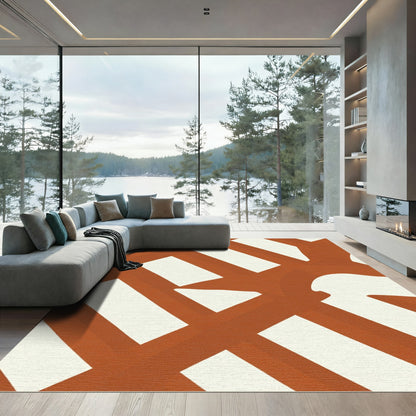 Terracotta Lattice Abstract Geometric Rug