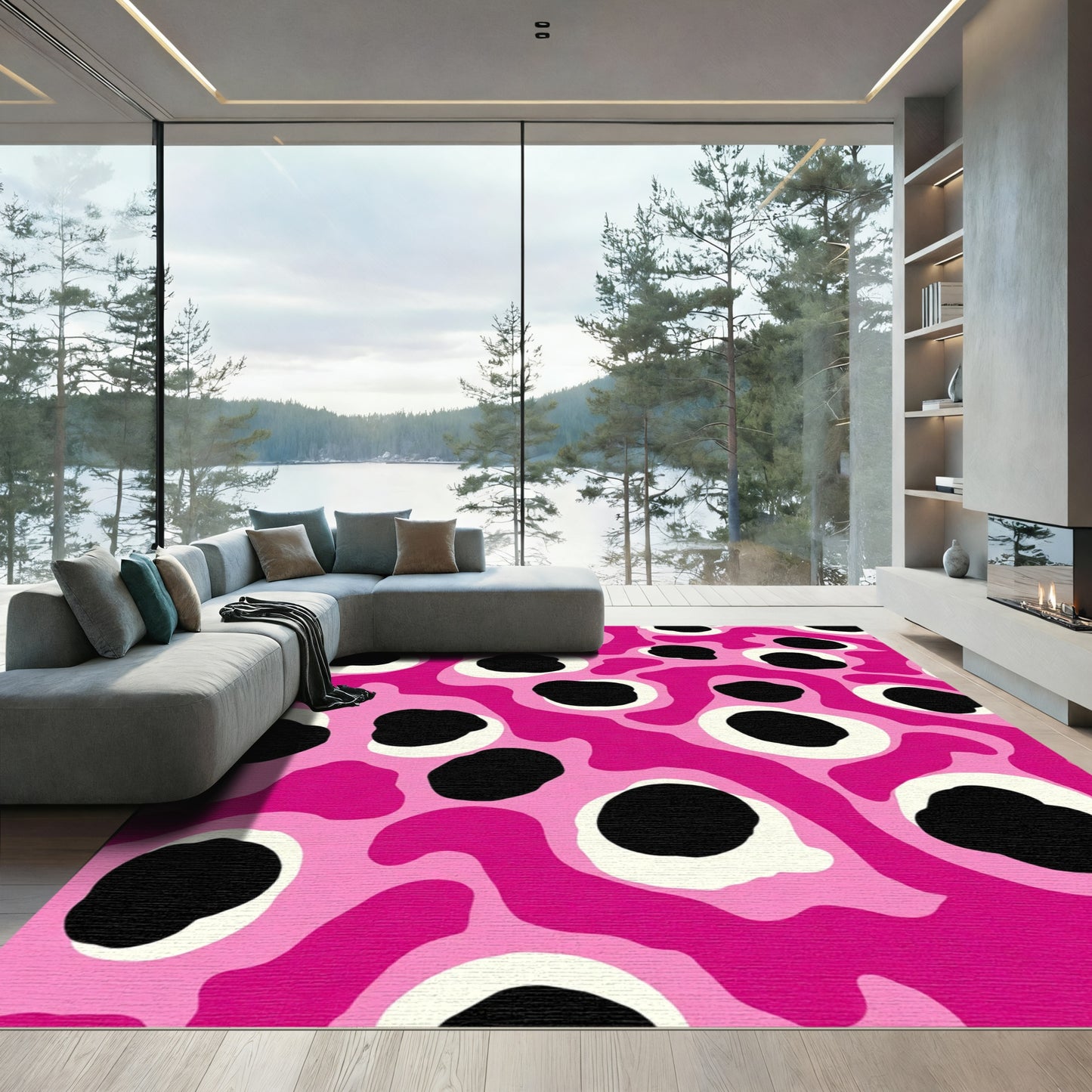Hot Pink Blob Organic Flow Rug