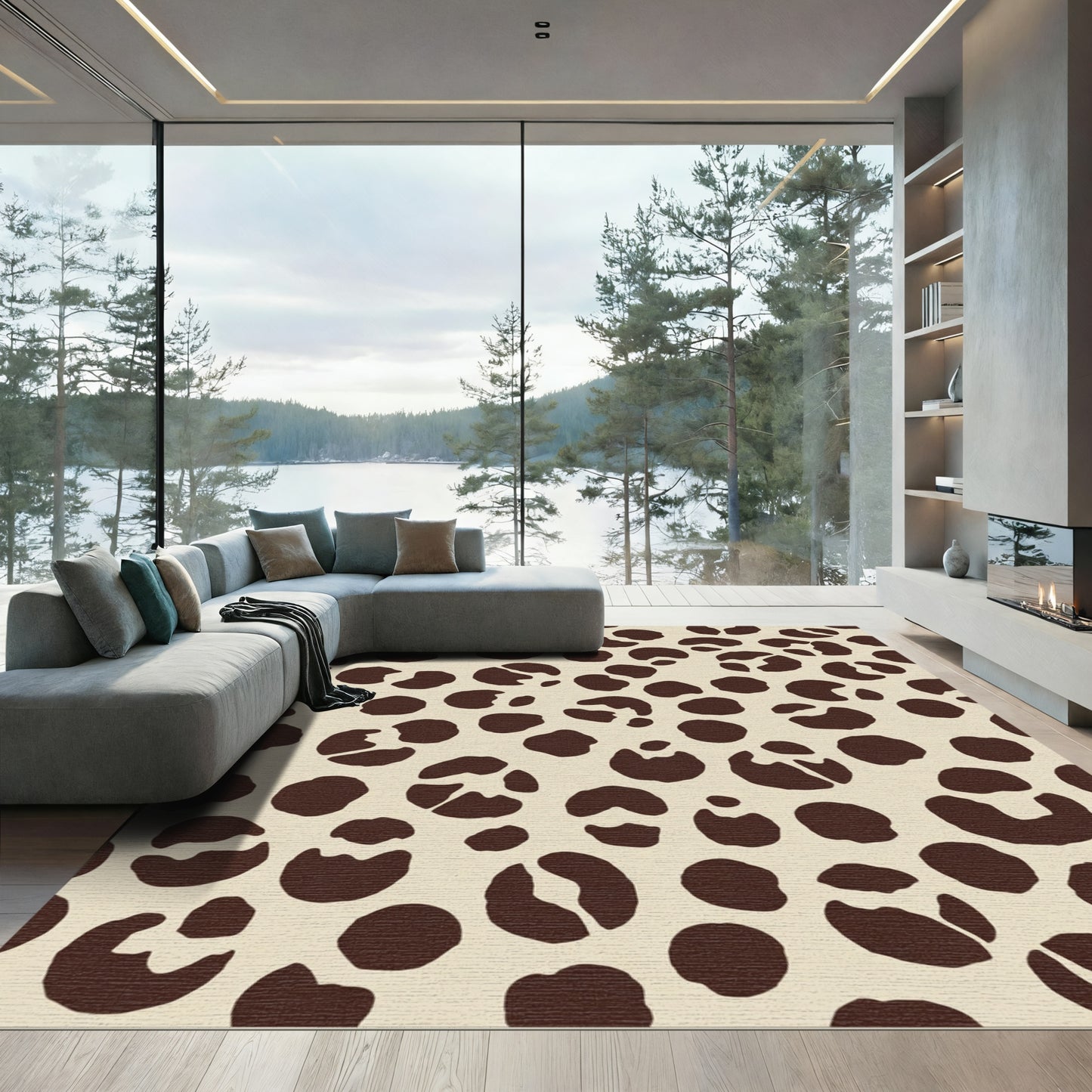 Dark Brown Spotted Animal Hide Rug