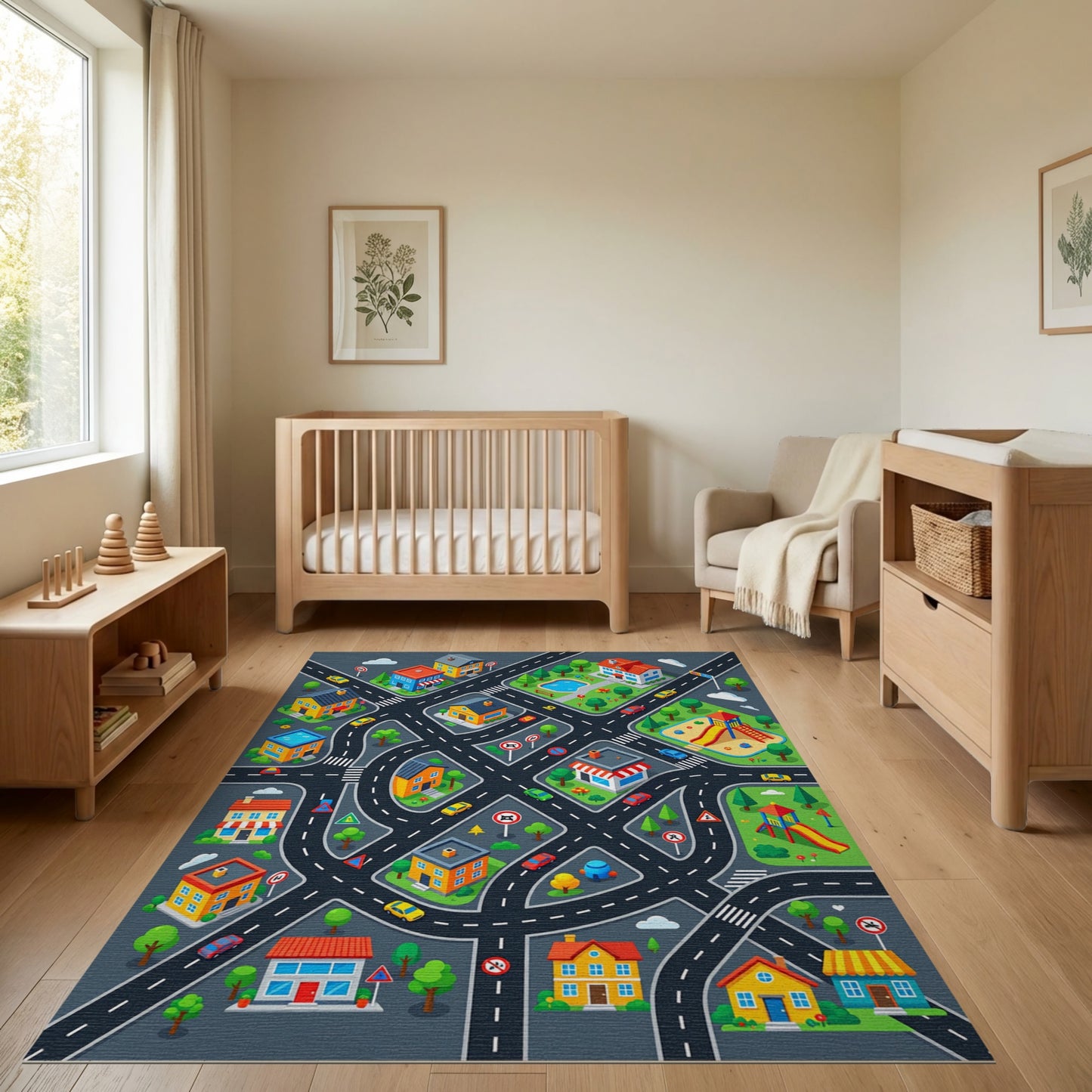 Colorful City Streets Playground Rug