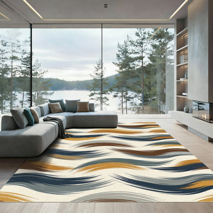 Earthy Tones Brushstroke Waves Rug