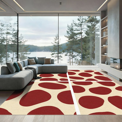 Crimson Organic Blob Composition Rug