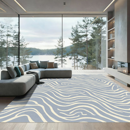 Cream Wavy Lines Slate Rug