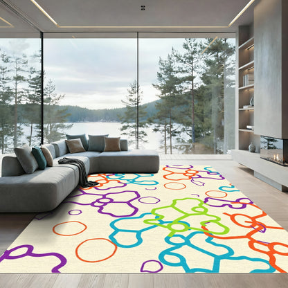 Vibrant Abstract Cell Bloom Connection Rug