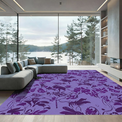 Violet Orchid Botanical Swirls Rug