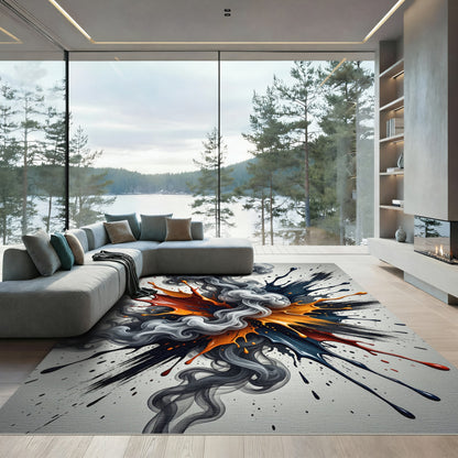 Explosive Ink Splatter Abstract Swirl Rug