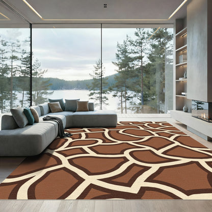 Brown Cream Giraffe Spots Rug