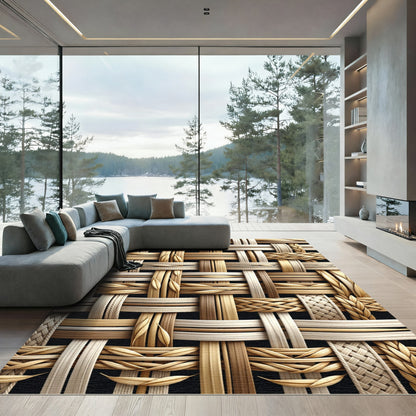 Natural Woven Texture Basketweave Rug