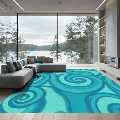 Aqua Swirl Ocean Waves Rug