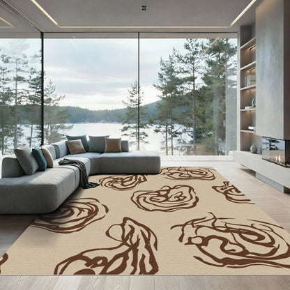 Brown Abstract Swirl Organic Rug
