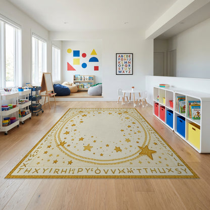 Golden Stars Alphabet Border Rug