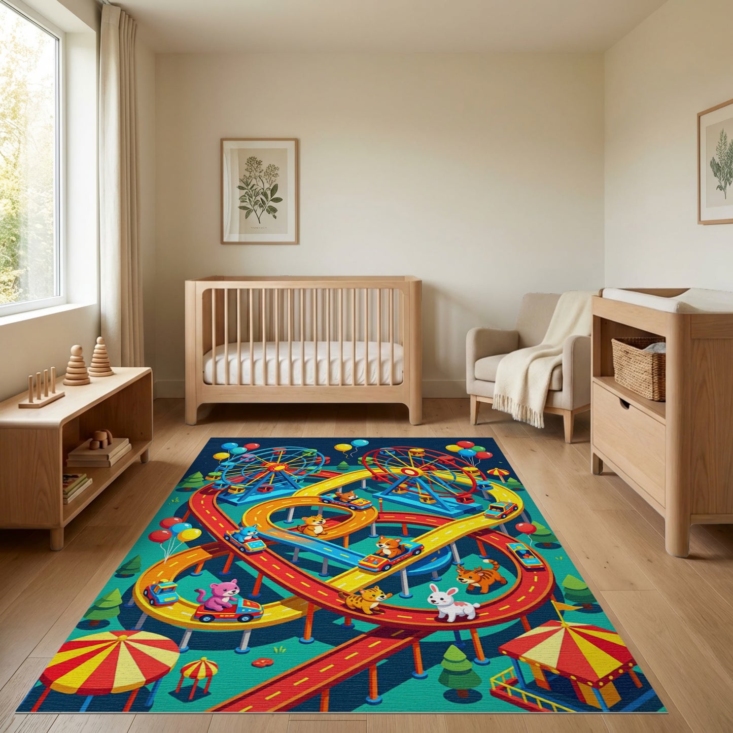 Colorful Carnival Animals Racing Rug