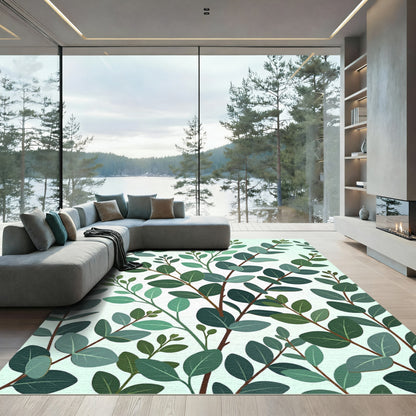 Lush Green Eucalyptus Branch Rug