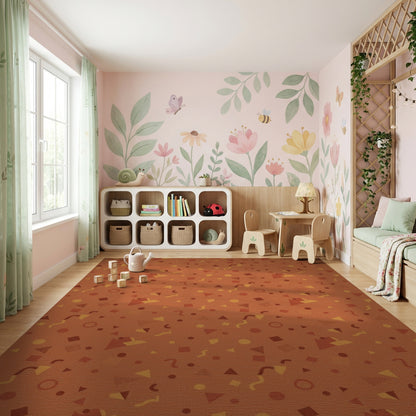 Burnt Orange Abstract Geometric Shapes Rug