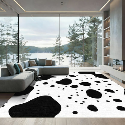 Black White Splatter Spots Rug
