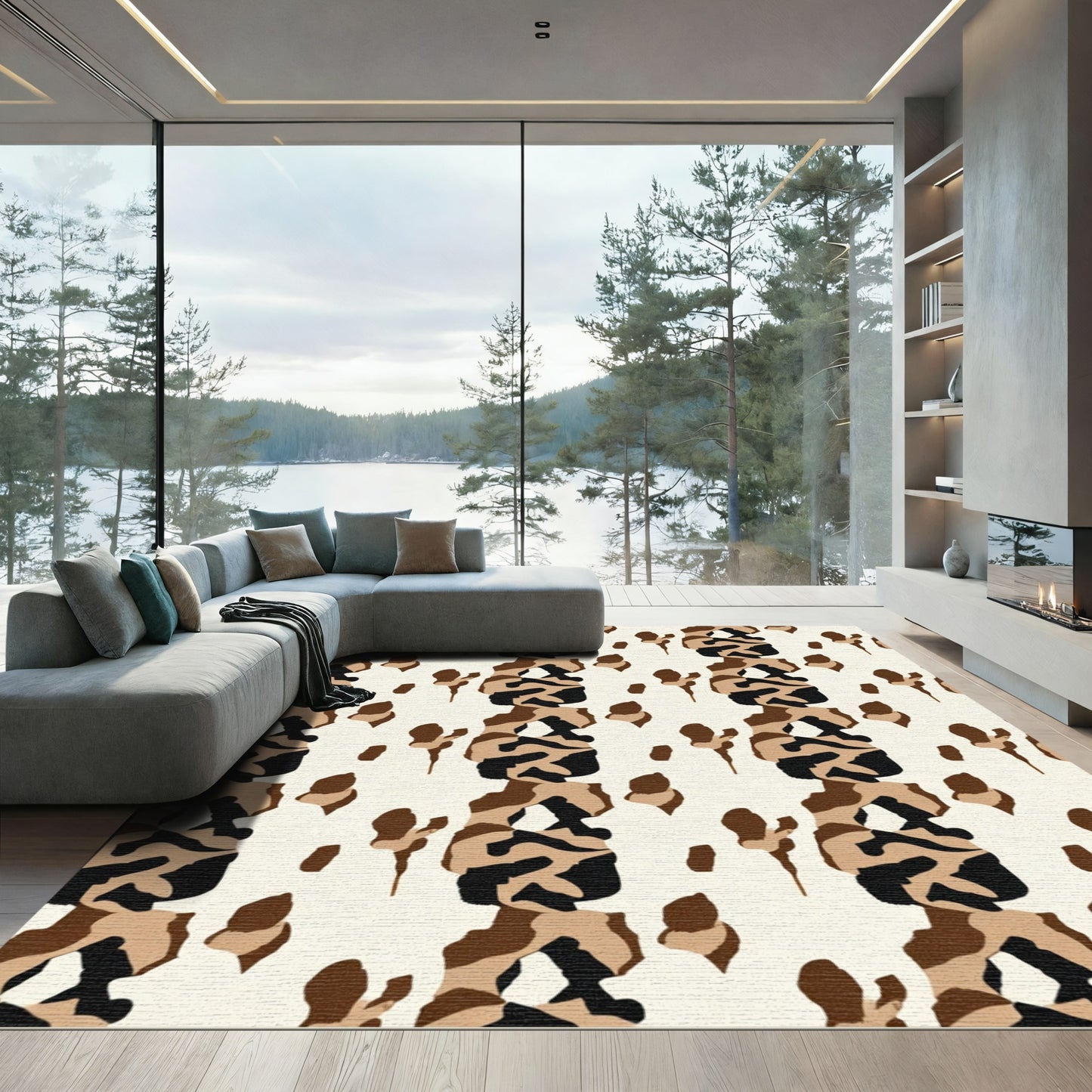 Brown Black And Tan Animal Print Rug