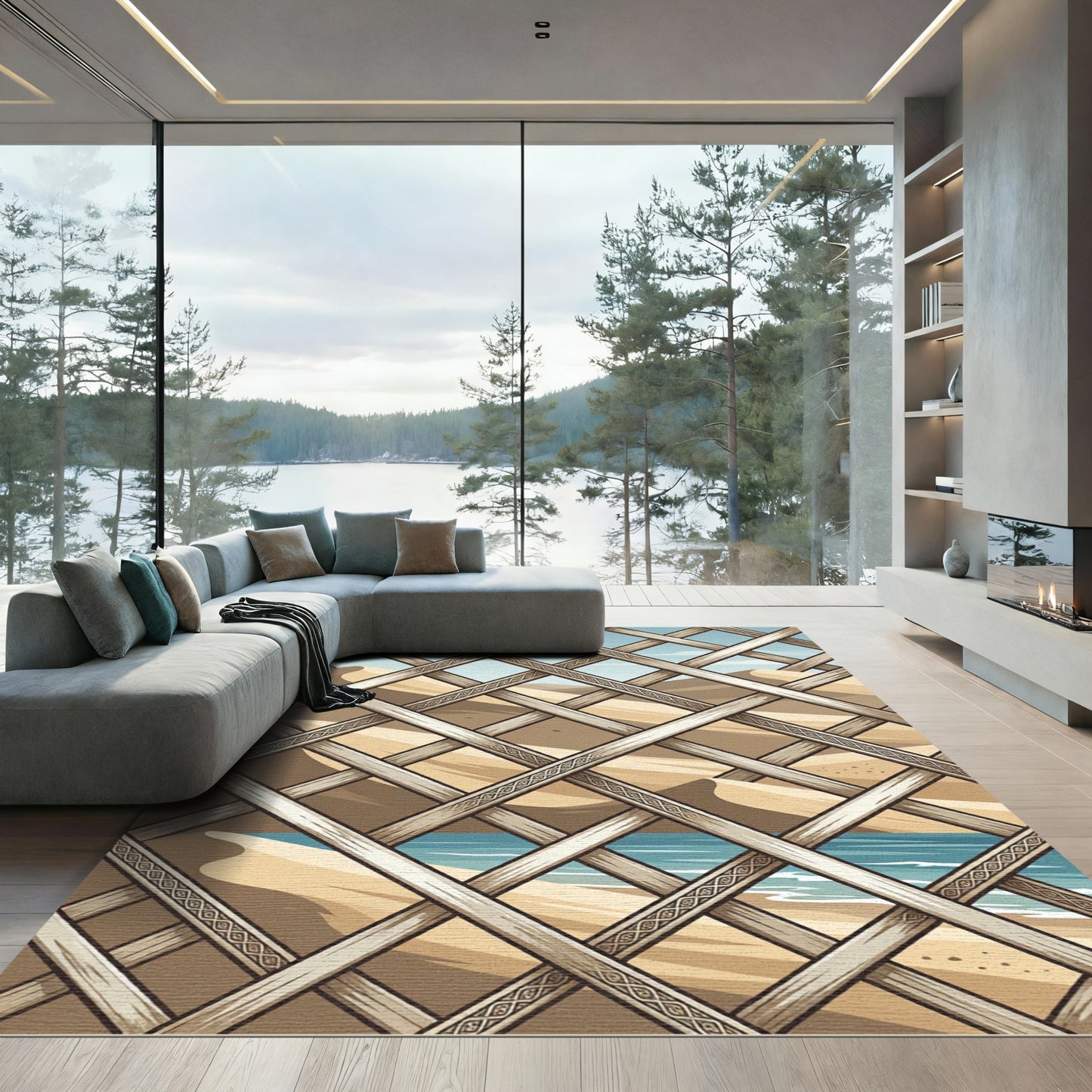 Lattice Desert Oasis Sandy Dune View Rug